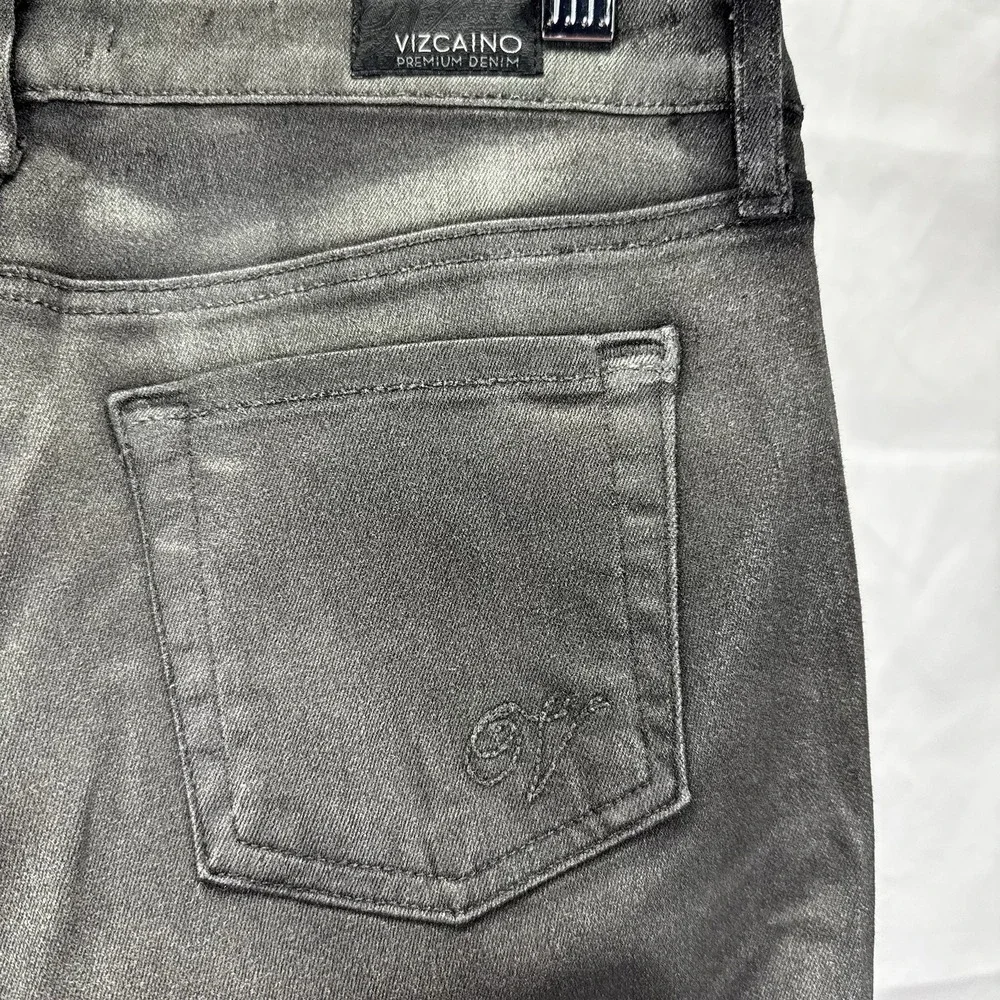 Vizcaino Women Silver/Gray‎ Shimmery Skinny Pants Size 27